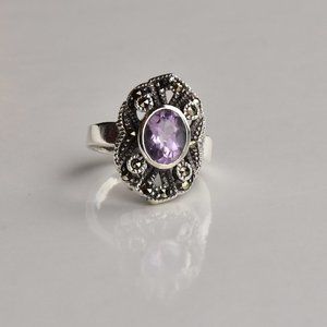 Vintage Marcasite and Purple SS Ring
